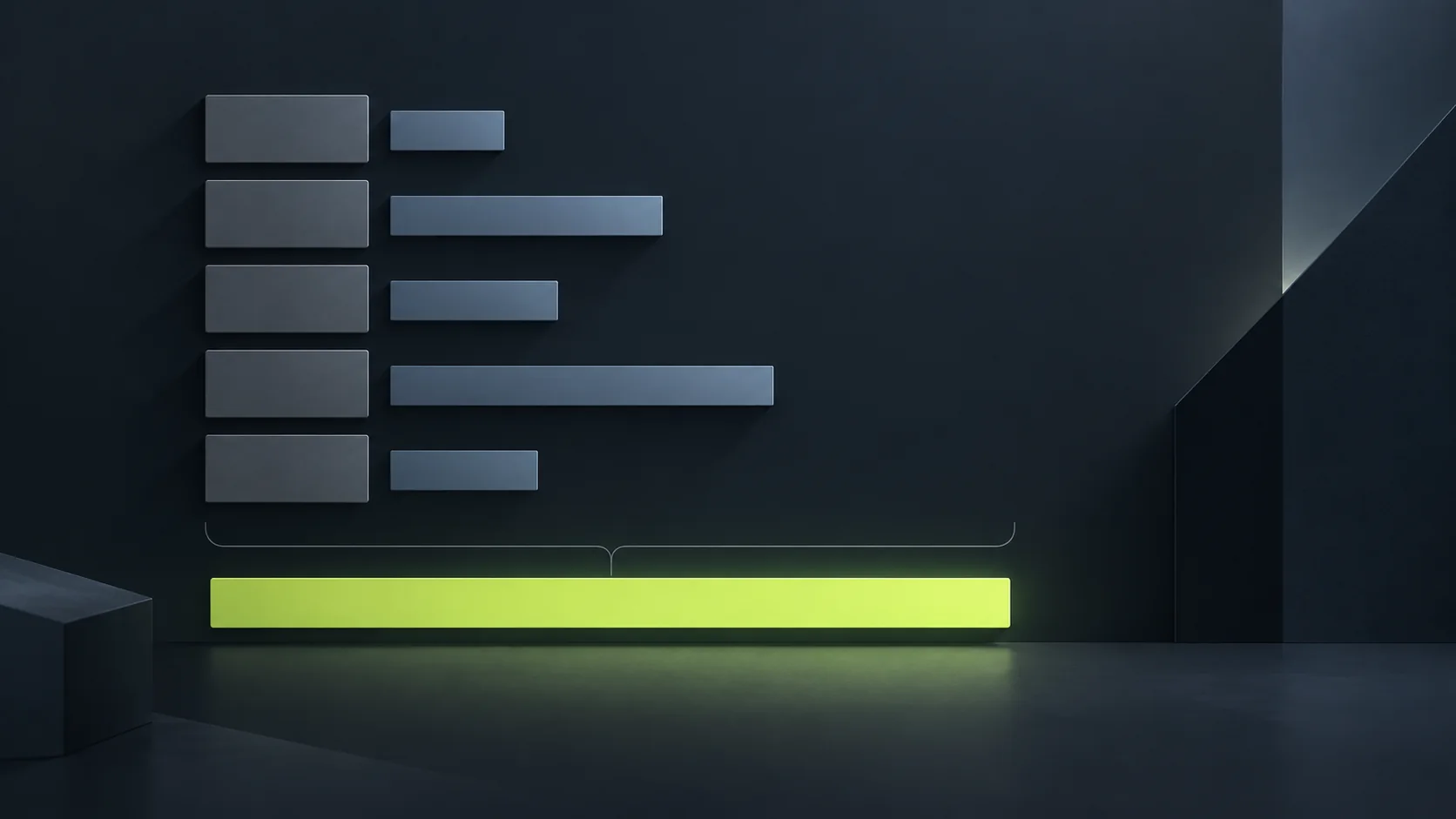 A dark illustration of a milestone plan broken into labelled task blocks with a cost bar beside each